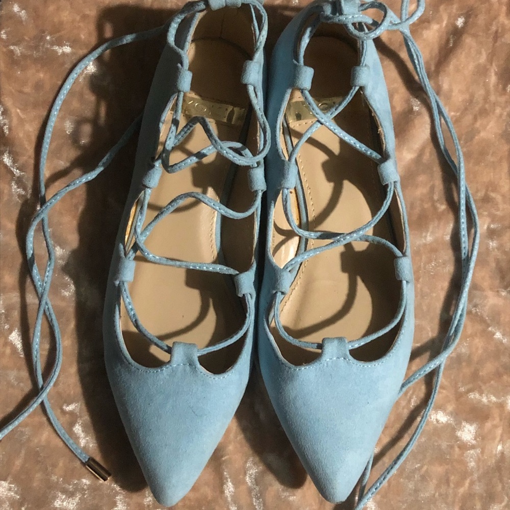 Light blue suede women’s flats size 5